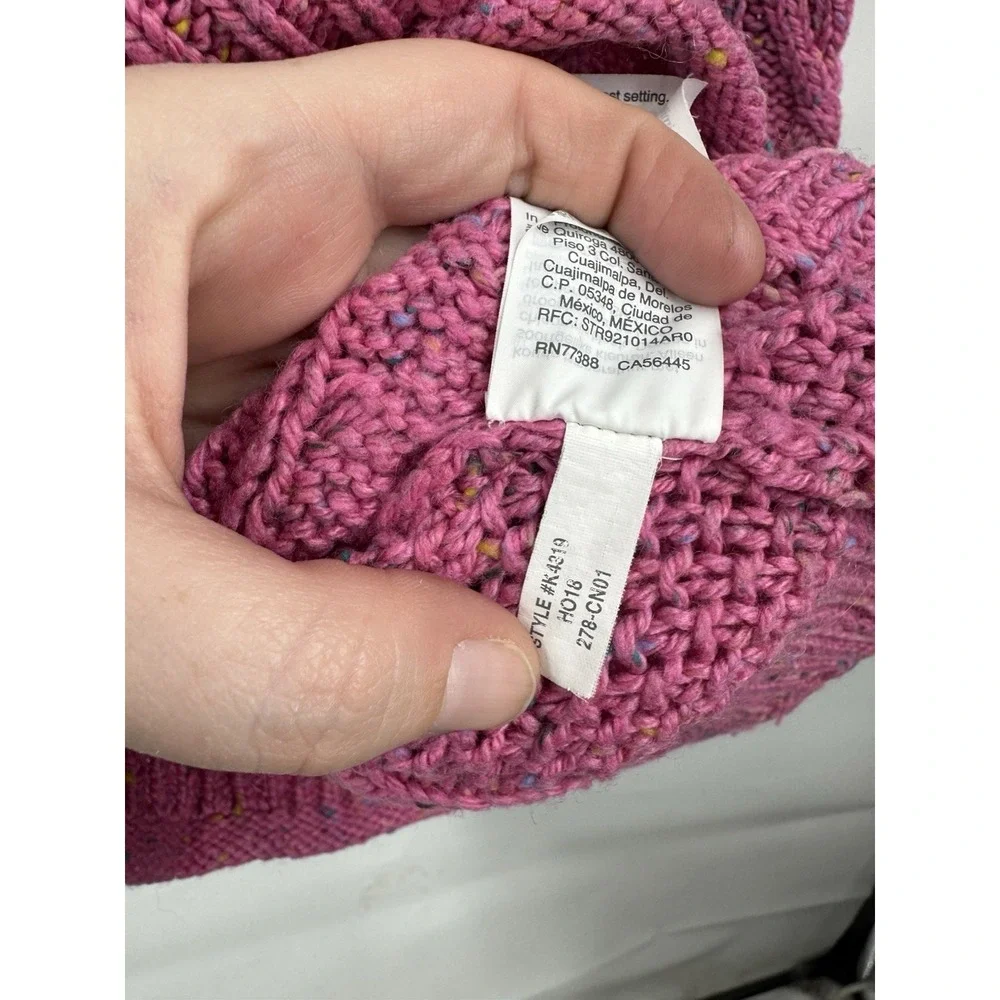 J.Crew Cable Knit Sweater Women XXS Pink Speckled Crew Neck Cotton‎ Preppy
